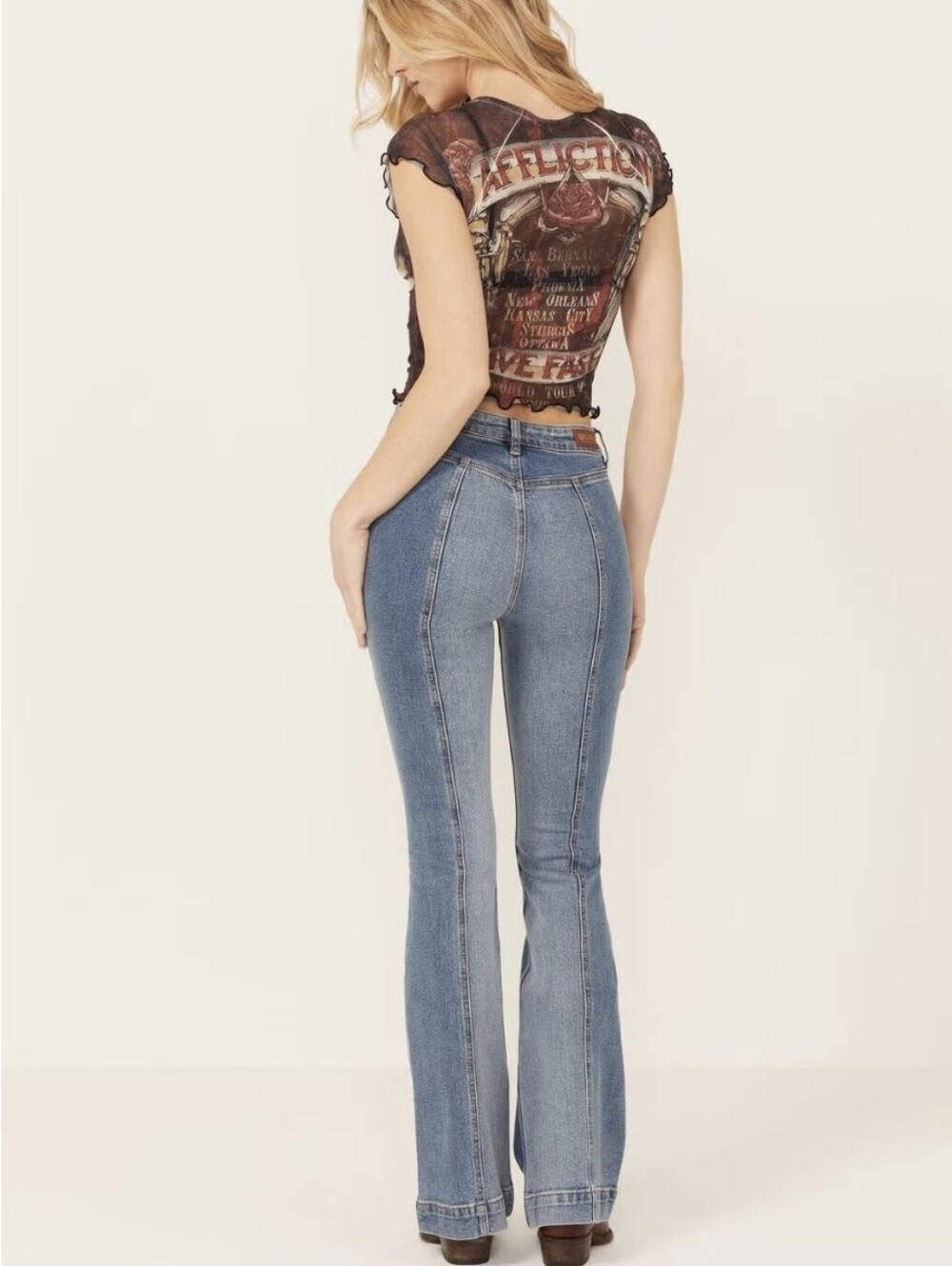 Shyanne Light Blue Vertical-Seam Flare Jeans